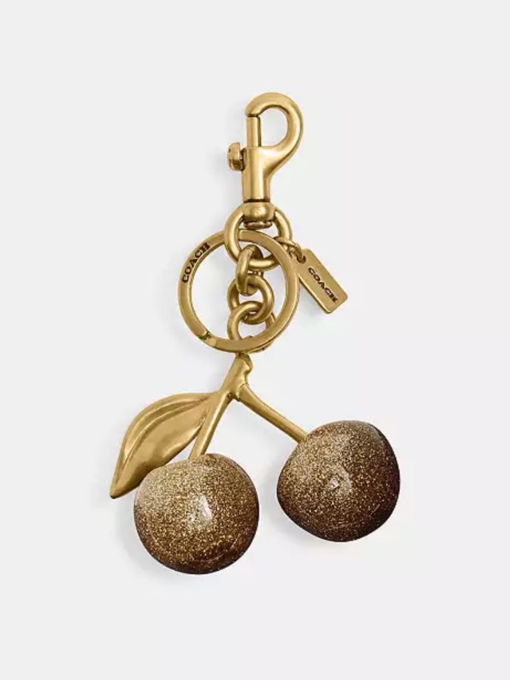 Coach Gold Brass Glitter Cherry Bag Charm